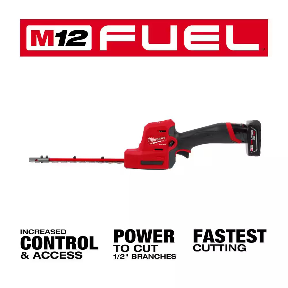 M12 FUEL 8 In. 12V Lithium-Ion Brushless Cordless Hedge Trimmer Kit with 6.0Ah and 4.0Ah Battery and Charger