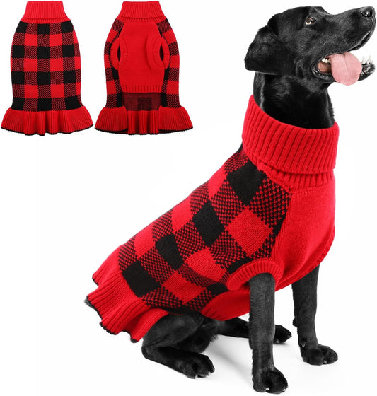 Dog Sweaters for Medium Dogs, Dog Christmas Sweaters Puppy Sweaters Pullover Dog Sweater Dress Warm Winter Turtleneck Pet Sweaters with Leash Hole Soft Fall Dog Sweaters for Dogs Girls Boys XL