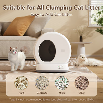 Self-Cleaning Cat Litter Box, Automatic Cat Litter Box with APP Control, Safety Sensors, Odor Isolation & Health Monitoring