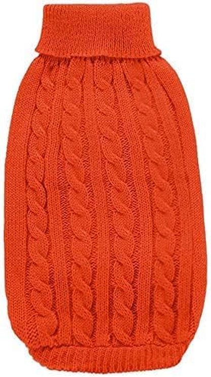 Small Dog Sweaters Knitted Pet Cat Warm Dog Sweatshirt Winter Clothes Kitten Puppy Sweater (Xx-Small, Orange)