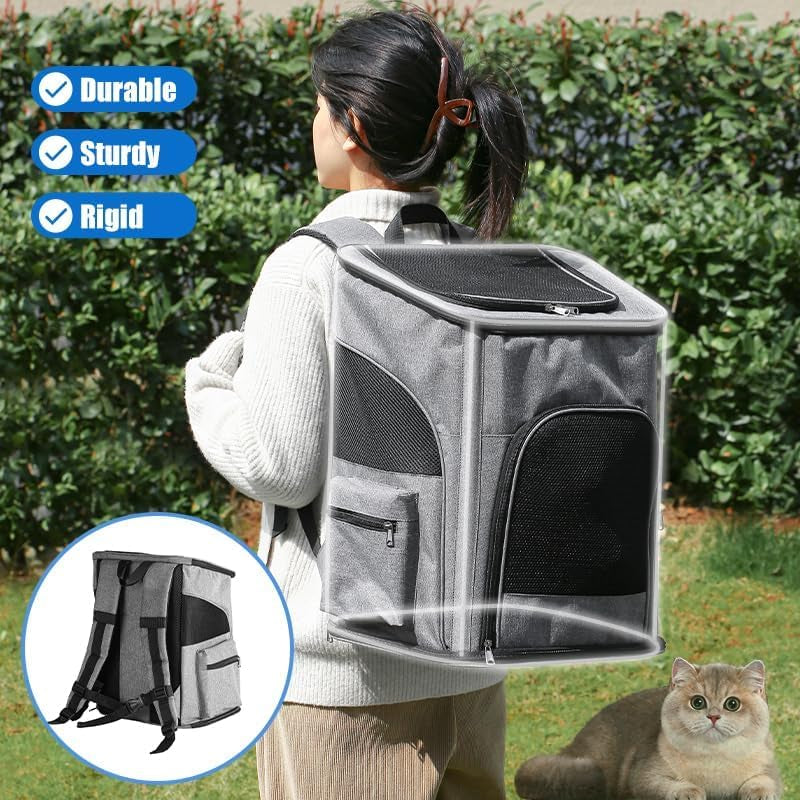 Pet Carrier Backpack with Sturdy Steel Frame for Easy Travel & Comfort, Privacy-Focused Pet Carrier Backpack for Secret Adventures (Pink, L:40 32X50CM/15.7"X12.6"X19.7")