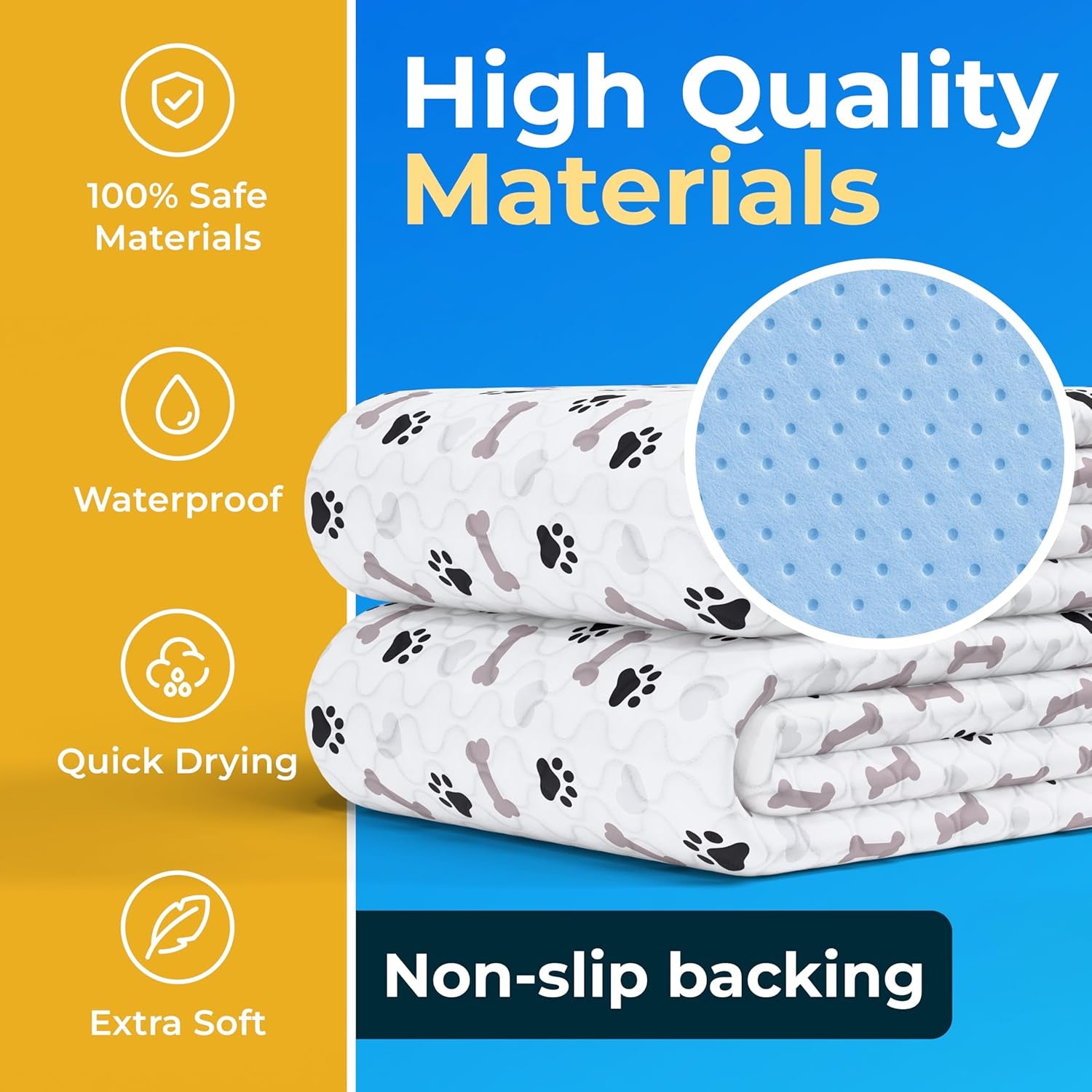 Washable Pee Pads for Dogs - Waterproof Reusable Puppy Pads with Anti-Slip Backing, Pet Training Pad for Puppy Playpen, Crate, Whelping Box, Potty Training (Pack of 2 - 34X36)