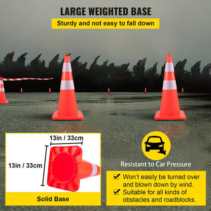 Safety Cones, PVC Orange Construction Cones, 10 PCS 28 In. Traffic Cones, 2 Reflective Collars Traffic Cones