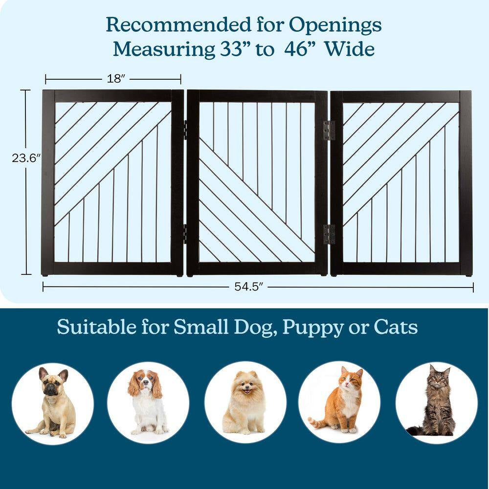 3-Panel Foldable Pet Gate, Black