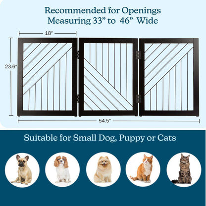 3-Panel Foldable Pet Gate, Black