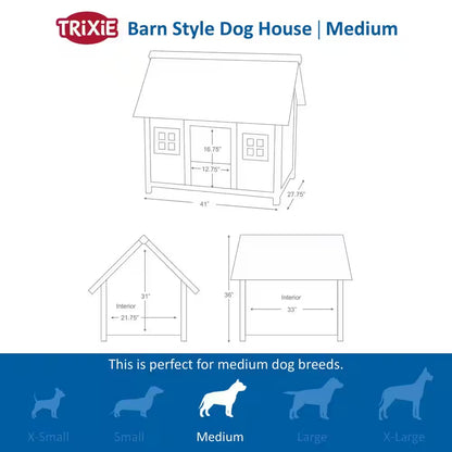 Natura Barn Style Dog House, Elevated Pet Shelter, Weatherproof Dog House, Small