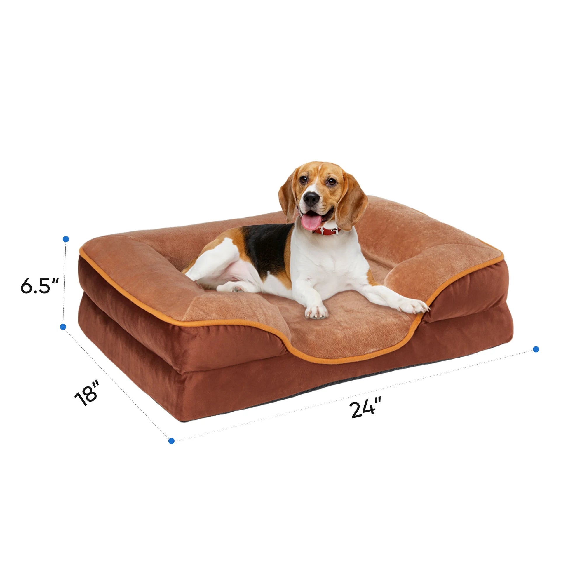 Dog Bed 24"X18" Orthopedic Dog Sofa Bed Small, Supportive Foam Pet Couch Bed with Removable Washable Cover, Brown