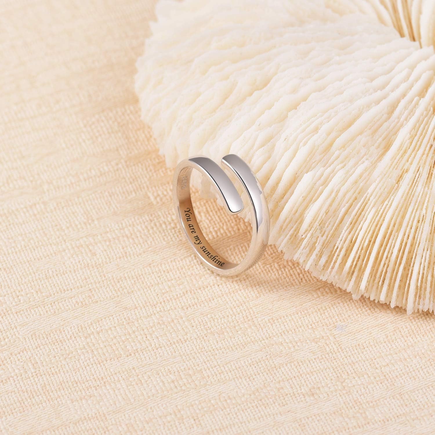 925 Sterling Silver Inspirational Jewelry Rings Adjustable Ring Personality Encouragement Gift for Teens Women