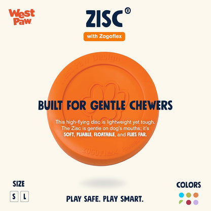 Zogoflex Zisc Dog Flying Disc, High Flying Aerodynamic Disc for Dogs Puppy – Lightweight, Floatable Disc for Fetch, Tug of War, Catch, Play – Doubles as Food/Water Bowl, Large 8.5", Tangerine