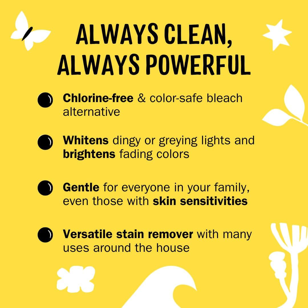 Oxygen Whitener | Powerful Bleach Alternative, Chlorine Free & Color Safe | Brightens Whites and Removes Stains (Pure Lemon Essential Oil - 79 Oz)