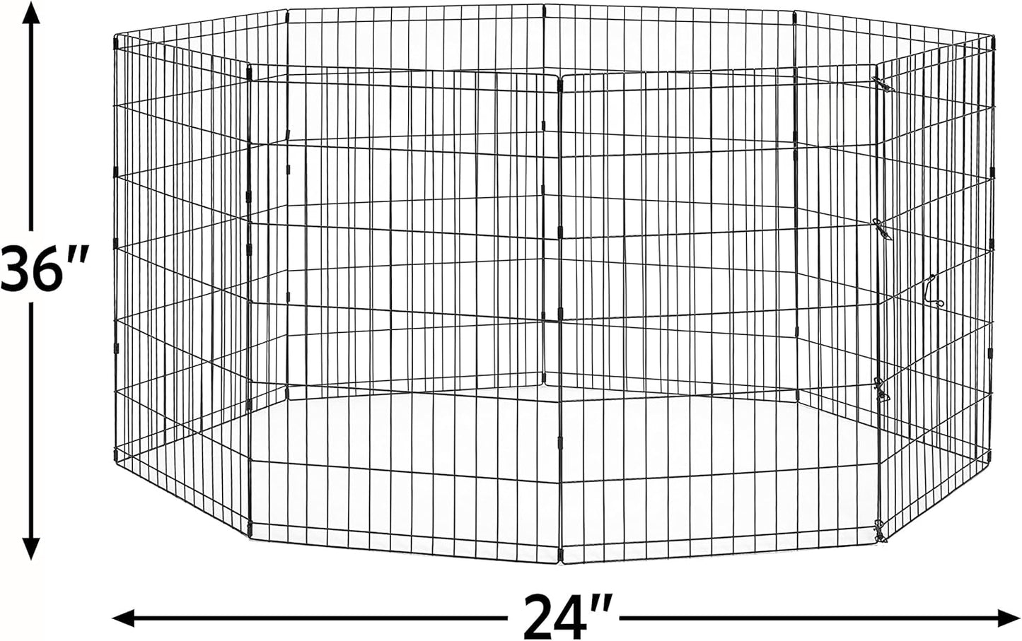Folding Metal Dog Exercise Pen, Indoor/Outdoor Playpen with No Door, Provides 16 Sq Feet of Play Space, 36-Inches Tall, Black E-Coated