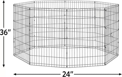 Folding Metal Dog Exercise Pen, Indoor/Outdoor Playpen with No Door, Provides 16 Sq Feet of Play Space, 36-Inches Tall, Black E-Coated
