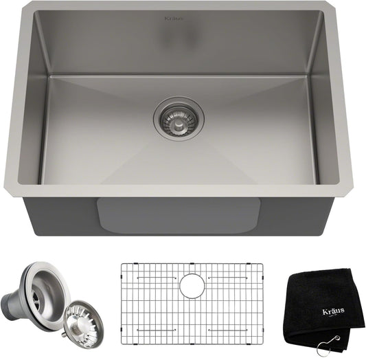 Standart PRO 26-Inch 16 Gauge Undermount Single Bowl Stainless Steel Kitchen Sink, KHU100-26