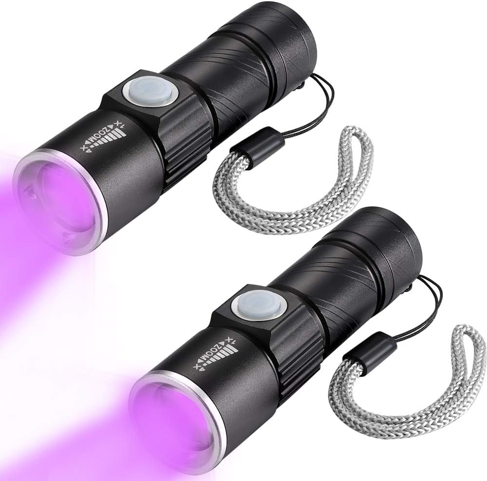 UV 395Nm USB Rechargeable Flashlight Ultraviolet Led Light Blacklight Portable 400Nm Mini Detector for Dog Urine Pet Stains, Anti-Counterfeiting Identification, Resin Curing
