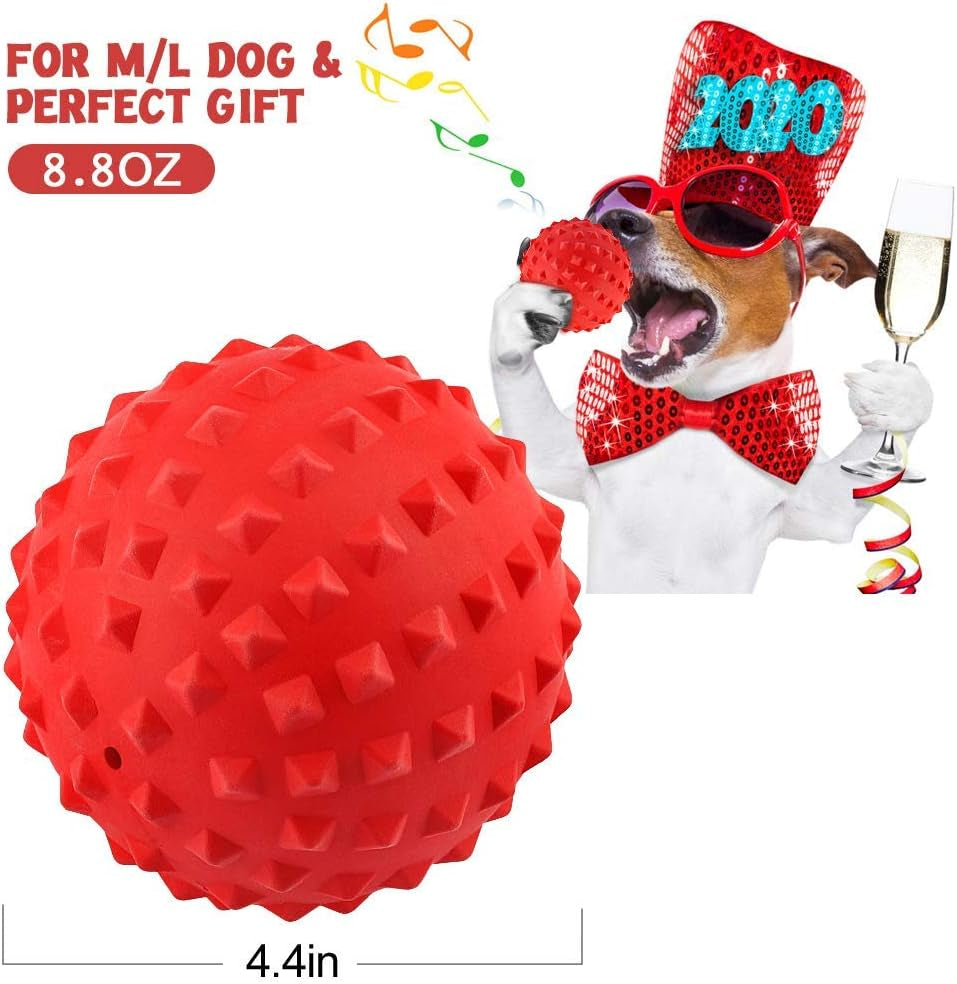 Dog Squeaky Toys for Aggressive Chewers Large Breed Balls Interactive Ball Toy Almost Indestructible Tough Durable Stick Medium Small Dogs Puppy Chew with Non-Toxic Natural Rubber