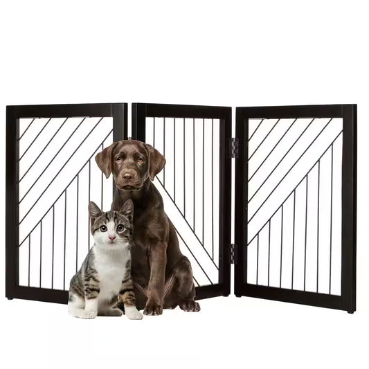 3-Panel Foldable Pet Gate, Black