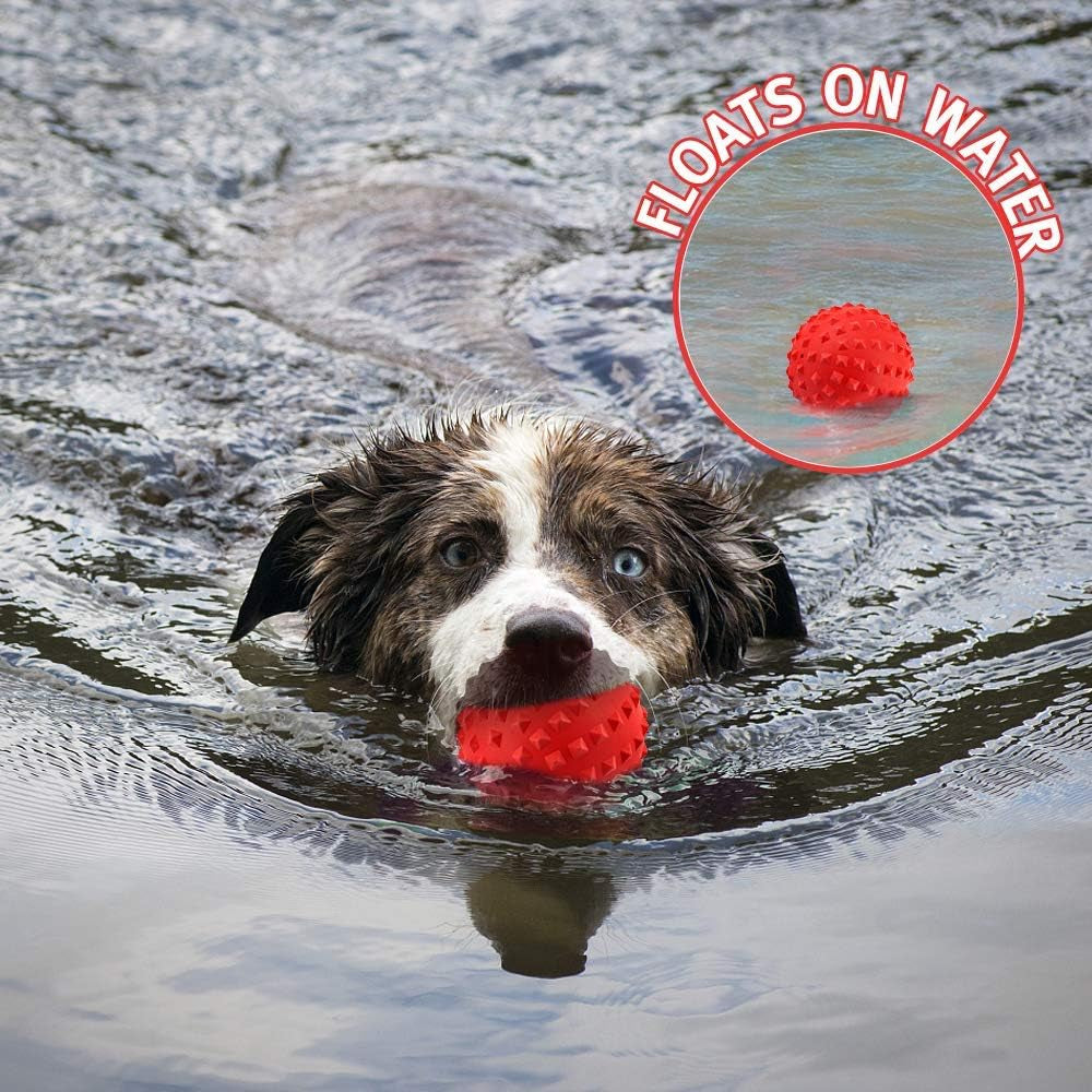 Dog Squeaky Toys for Aggressive Chewers Large Breed Balls Interactive Ball Toy Almost Indestructible Tough Durable Stick Medium Small Dogs Puppy Chew with Non-Toxic Natural Rubber