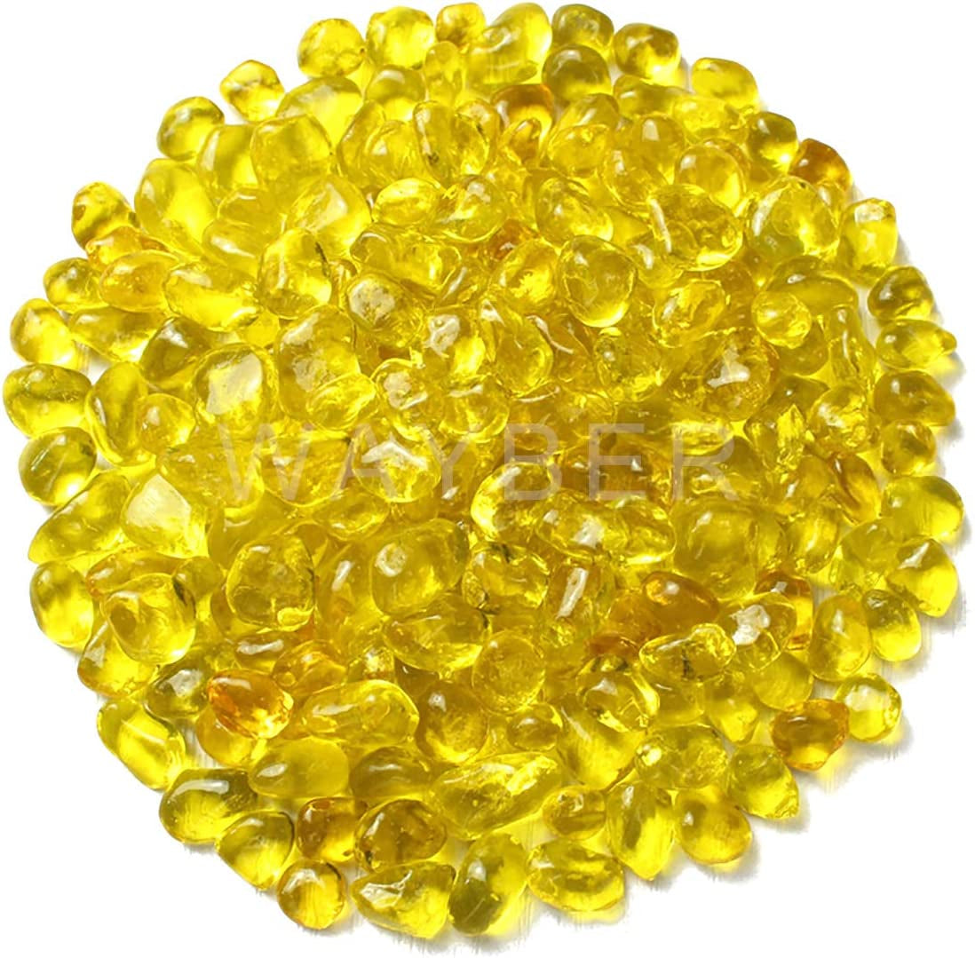 Glass Stones, 1Lb/460G Irregular Sea Glass Pebbles Non-Toxic Artificial Gemstones for Vase Filler/Terrarium Flowerpot Aquarium Turtle Tank Decoration/Handcraft Making, Yellow