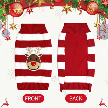 Dog Reindeer Sweaters New Year Christmas Pet Clothes for Small Dog and Cat (Red, Large)