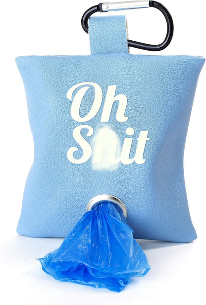 Dog Poop Bag Waste Bag Dispenser Holder Cute Funny (Blue (White Lettering))