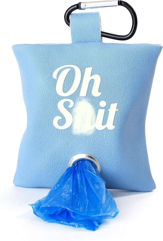 Dog Poop Bag Waste Bag Dispenser Holder Cute Funny (Blue (White Lettering))