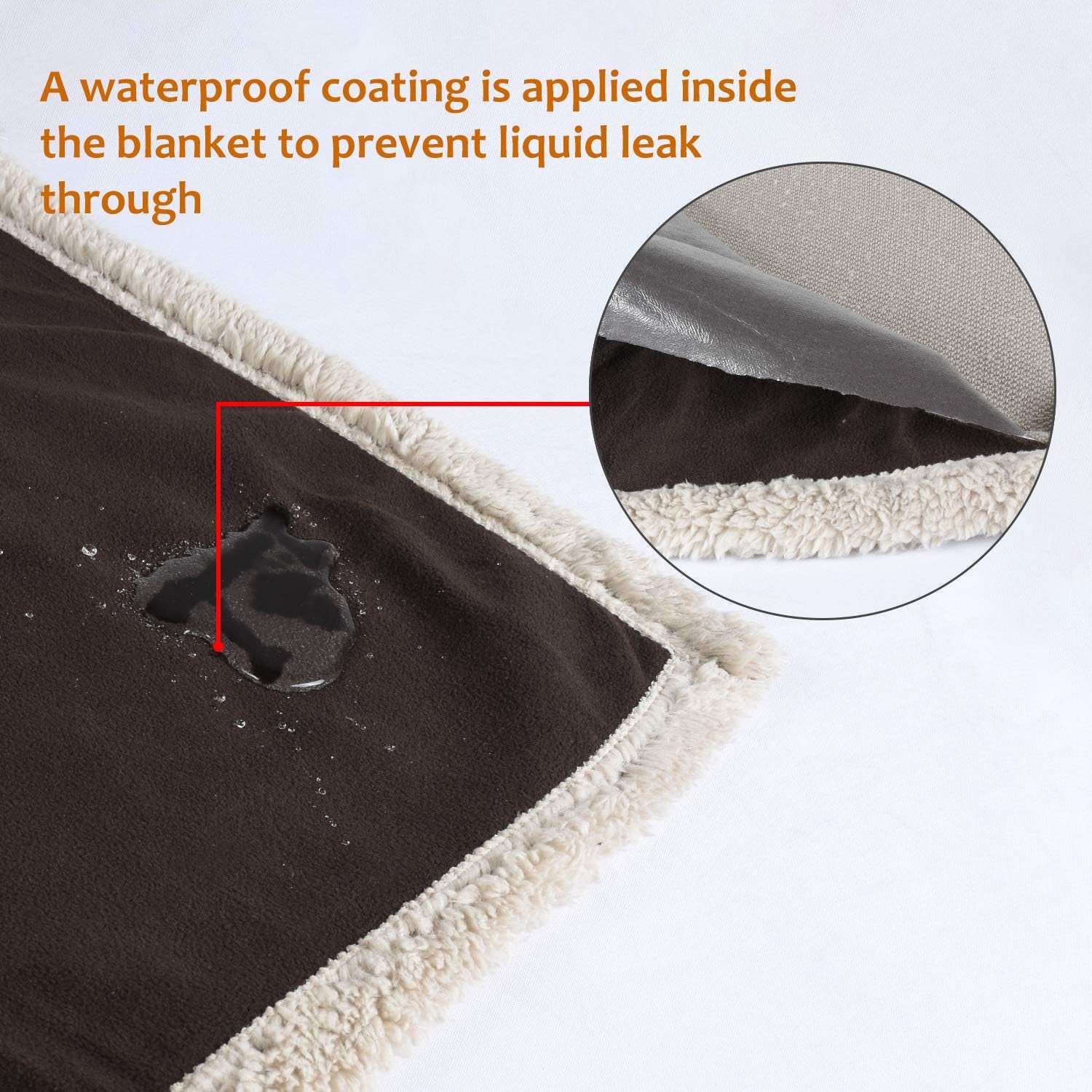 Waterproof Bed Blanket for Intimacy, Love Couples Leakproof Bed Cover, Reversible Protector Squirt Blanket, Splash Stain Proof Blanket Pad for Adults, Washable, 80X60 Inches, Brown