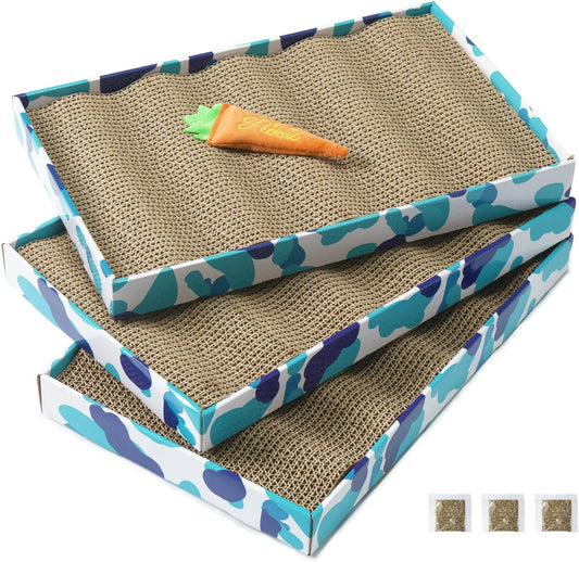 Cat Scratcher Cardboard Reversible Scratching Board Kitty Corrugated Scratching Pad Bed Catnip Included XXL 3PCS