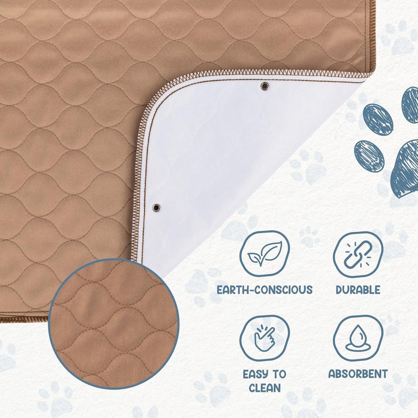 Washable Pee Pads for Dogs - Waterproof Training Pads for Dogs, Reusable & Sanitary, Rounded Corners, Laminated, Lightweight, Durable, Pet Essentials for Training and Whelping, 47" X 47"