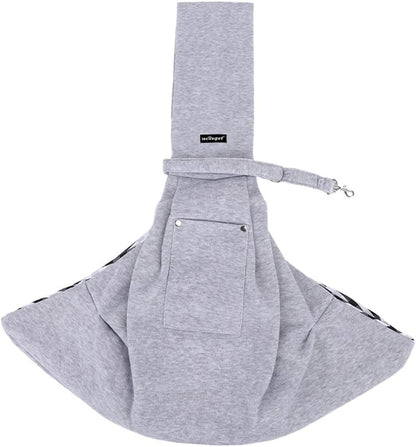Dog Sling Carrier Shoulder Bag for Pets with Mobile Phone Pocket Safety Buckle Security Lock, Suitable for Puppy, Small Dogs, and Cats for Outdoor Travel (Grey)
