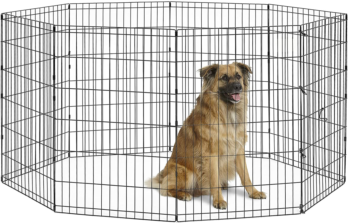 Folding Metal Dog Exercise Pen, Indoor/Outdoor Playpen with No Door, Provides 16 Sq Feet of Play Space, 36-Inches Tall, Black E-Coated