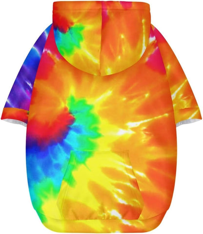 Dog Hoodie Dog Sweaters with Hat, Tie-Dye Rainbow Soft and Warm Dog Sweater for Small Medium Large Dogs Cats Shirt - S, Small (Pack of 1), (D86)