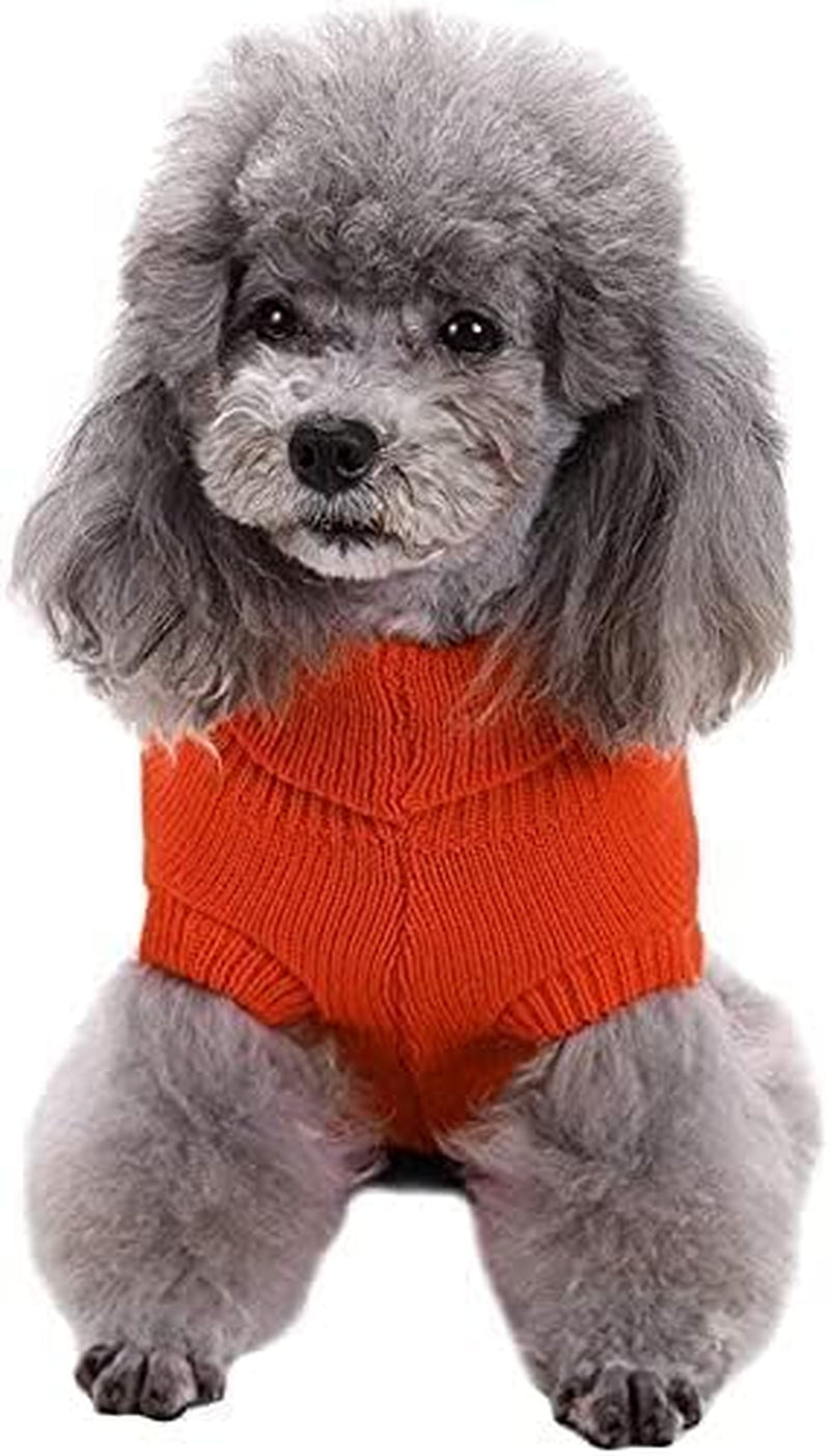 Small Dog Sweaters Knitted Pet Cat Warm Dog Sweatshirt Winter Clothes Kitten Puppy Sweater (Xx-Small, Orange)