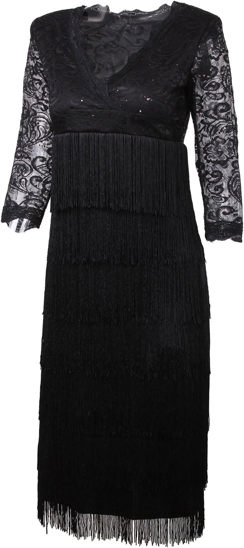 Women'S Lace Sequin Fringe Flapper Cocktail Prom Formal Eve Party Dress