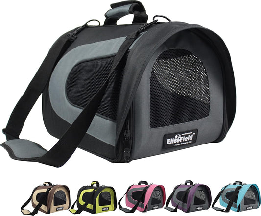 Deluxe Soft Pet Carrier (3 Year Warranty, Airline Approved), Multiple Sizes and Colors Available (18" L X 10" W X 11" H, Black+Gray)