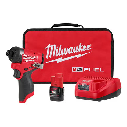 M12 FUEL 12-Volt Lithium-Ion Brushless Cordless 1/4 In. Hex Impact Driver Compact Kit W 2.0Ah Battery and Bag