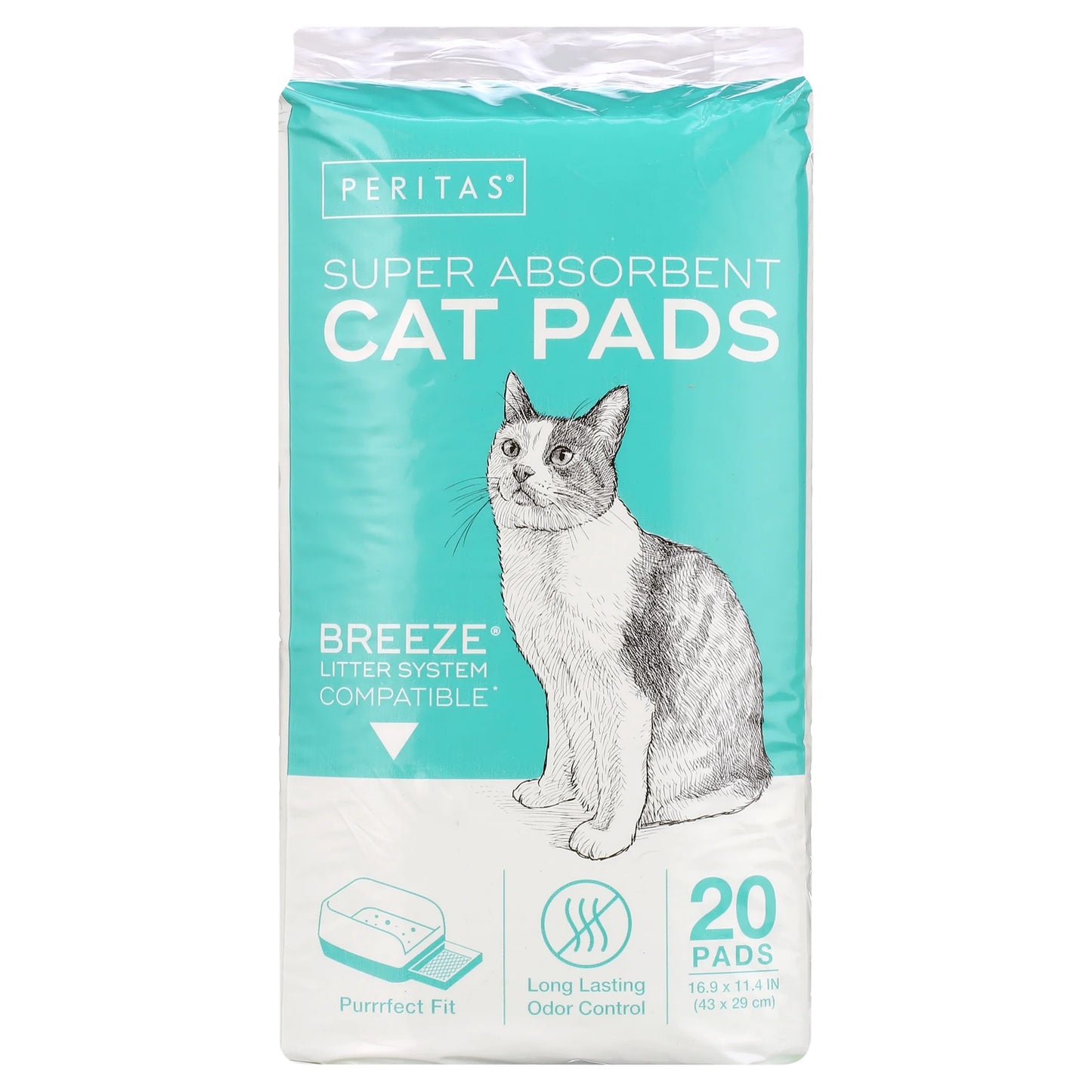 20Ct  Cat Pads | Generic Refills for Tidy Cats Breeze Cat Litter Box Pads System | Cat Pee Pads 16.9'' X 11.4''