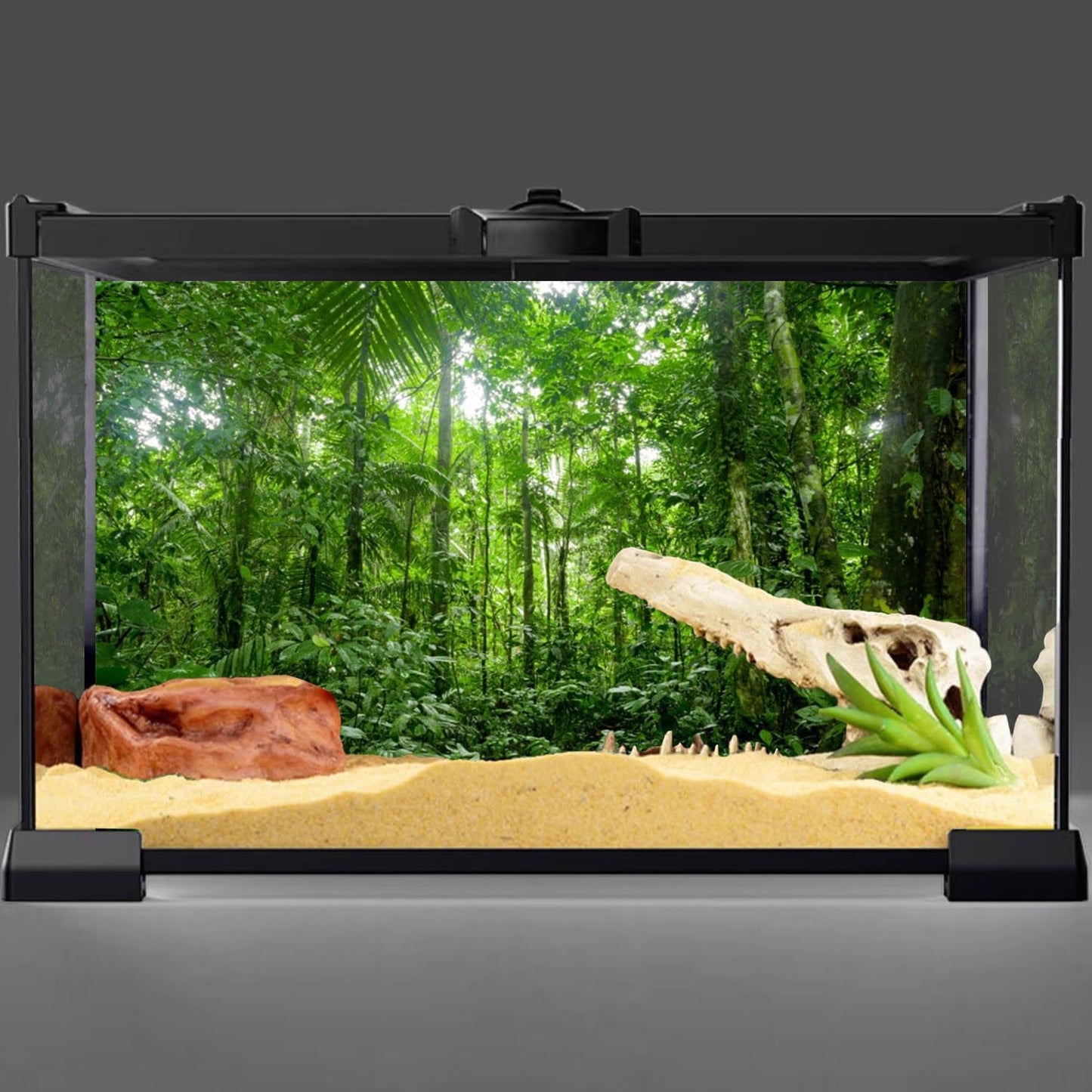 48X18 Inches Terrarium Background Tropical Aquarium Background Green Huge Tree Rainforest Reptile Habitat Background Durable Polyester Background