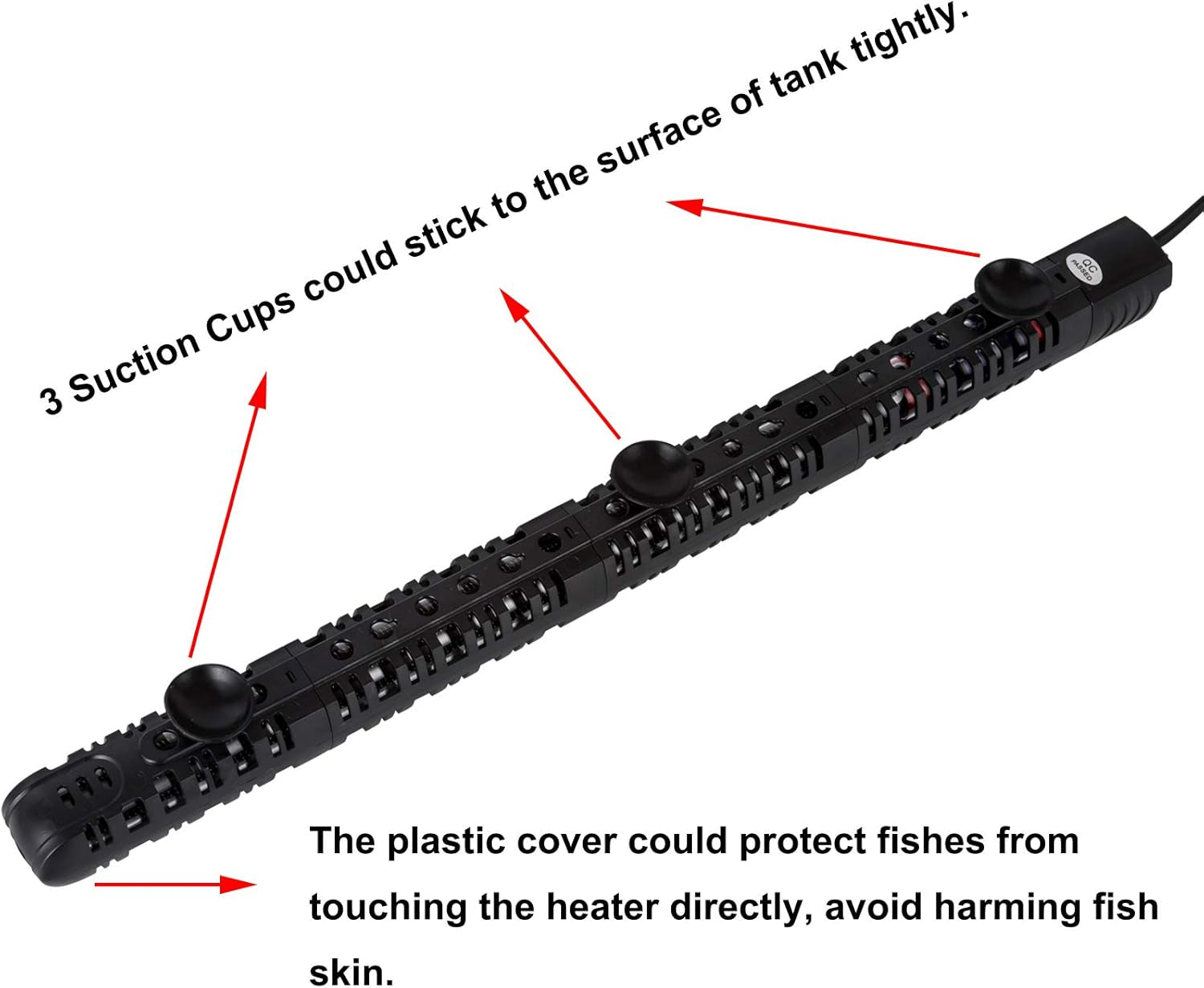 100W/300W/500W Aquarium Heater 500 Watt Fish Tank Heater Submersible Auto Thermostat Turtle Tank Heater 40-90 Gallon with Protective Sleeve and 3 Suckers
