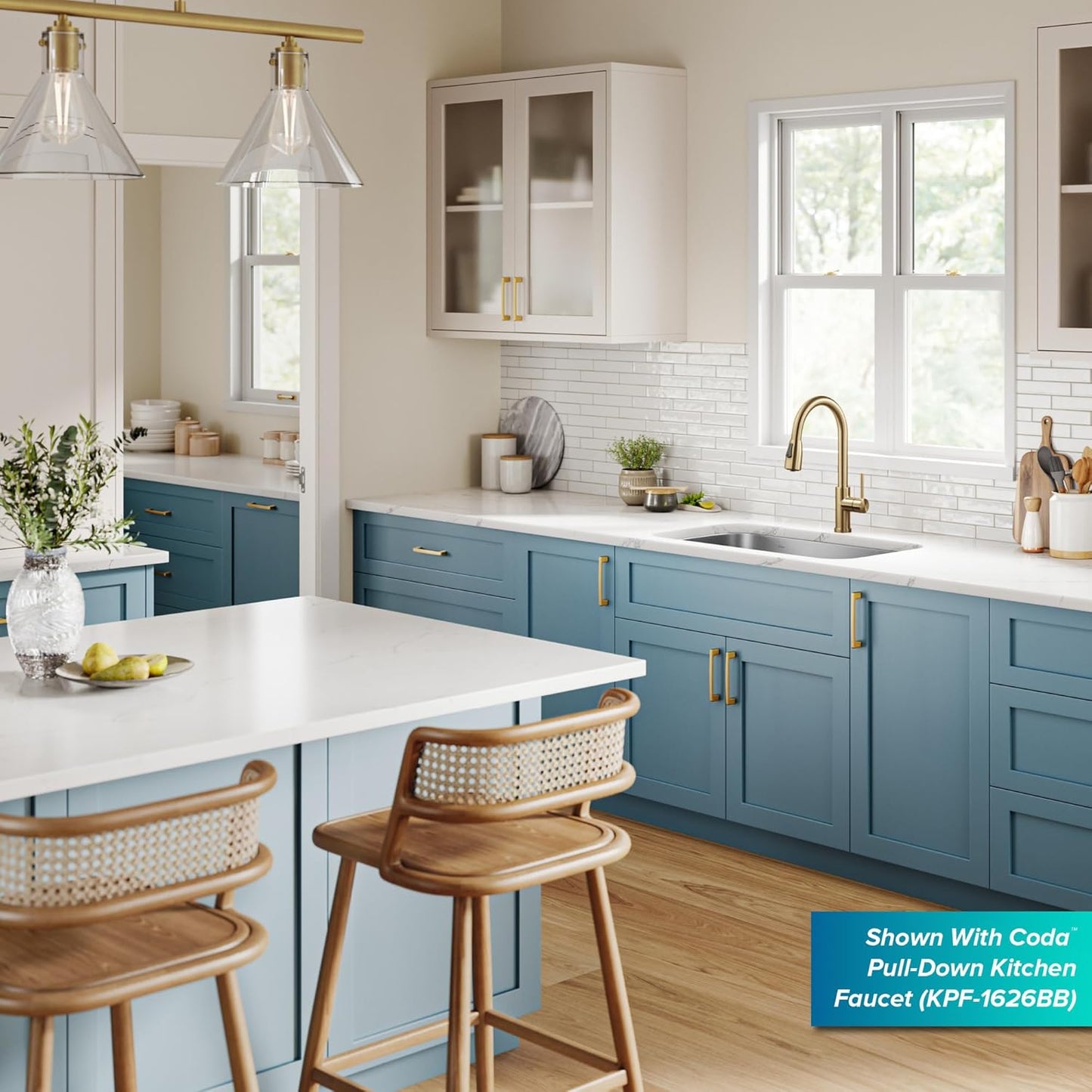 Premier 32-Inch Undermount 50/50 Double Bowl 18-Gauge Stainless Steel Kitchen Sink with Strainers (X2), KBU22