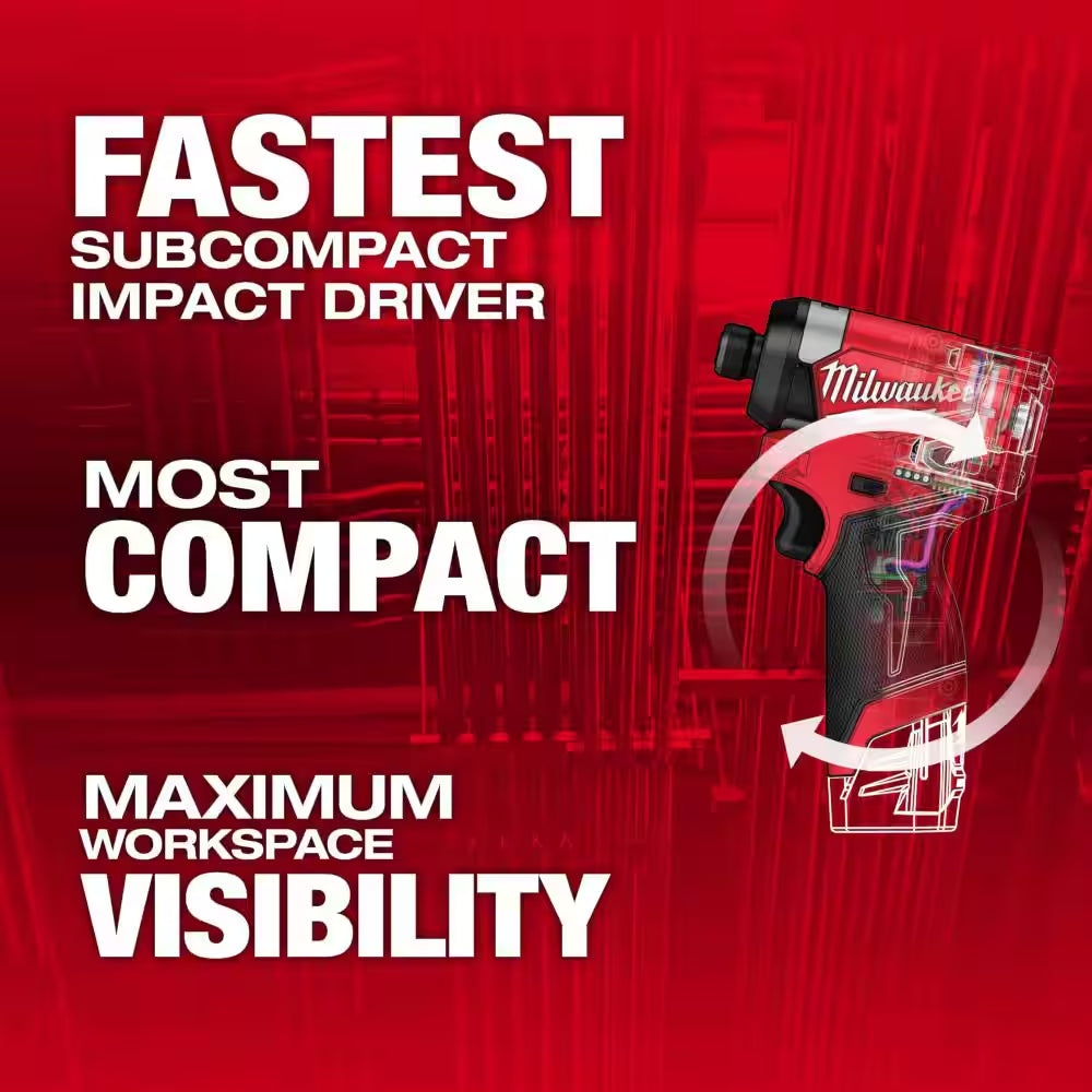 M12 FUEL 12-Volt Lithium-Ion Brushless Cordless 1/4 In. Hex Impact Driver Compact Kit W 2.0Ah Battery and Bag