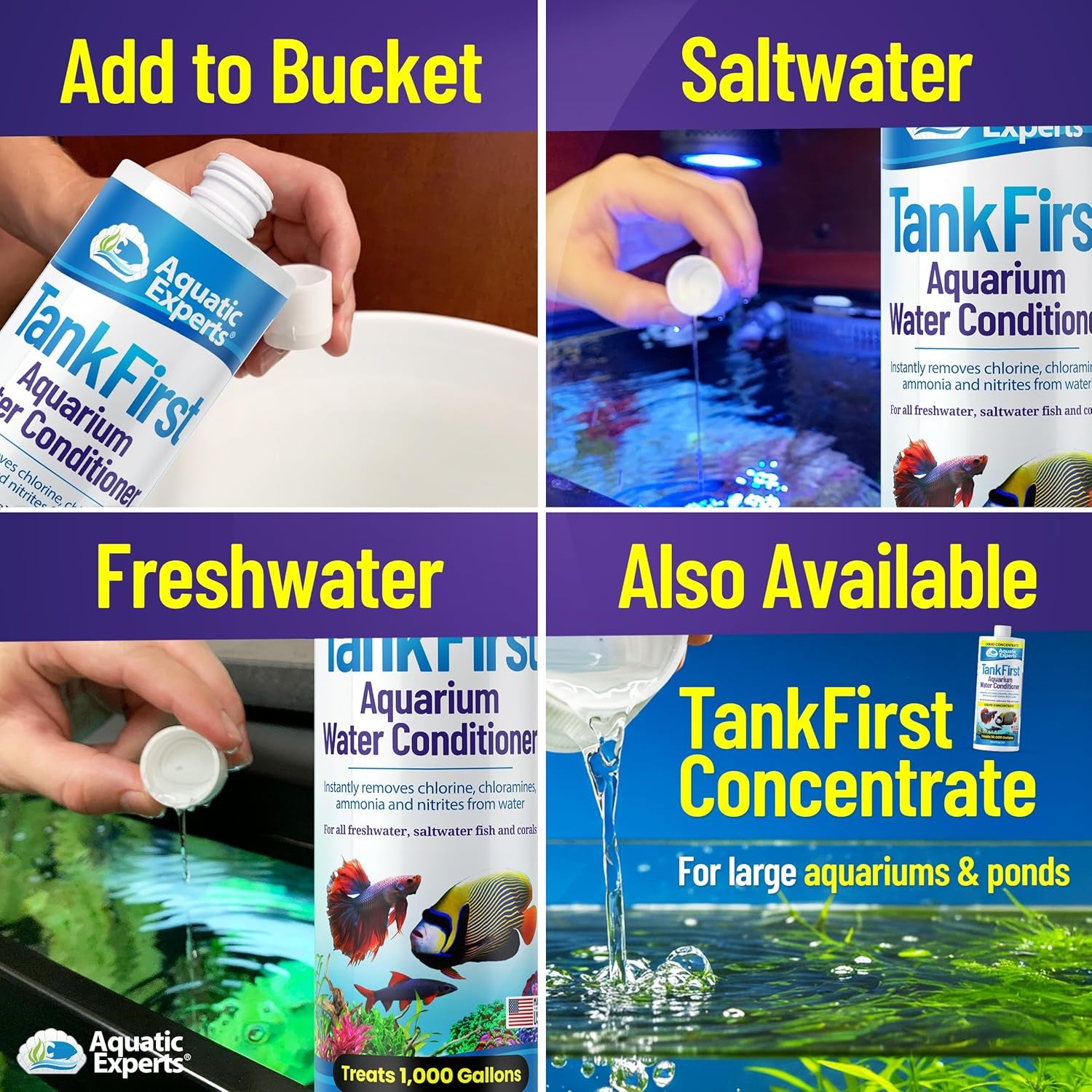 Tankfirst Complete Aquarium Water Conditioner - Fish Water Conditioner, Instantly Removes Chlorine, Chloramines, and Detoxifies Ammonia from Fish Tank (Tankfirst Regular, 500 Ml)
