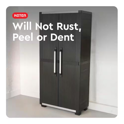 Premium One 35 In. W X 71.7 In. H. X 18.5 In. D 5-Shelf Resin Freestanding Cabinet in Black