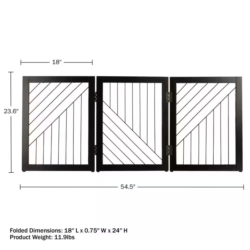 3-Panel Foldable Pet Gate, Black