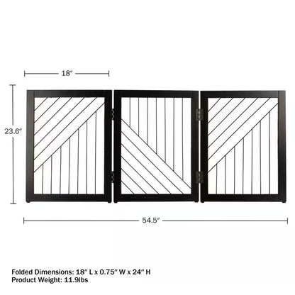 3-Panel Foldable Pet Gate, Black