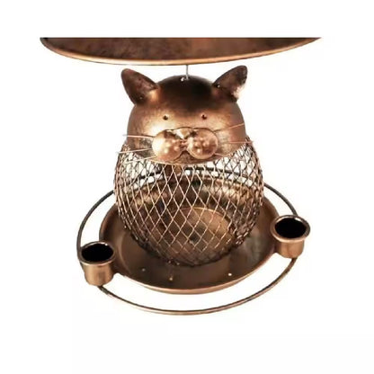Outdoor Hanging Bird Seed Feeder with 360° Feeding Ports, round Perch, Metal Construction and Weatherproof in Copper