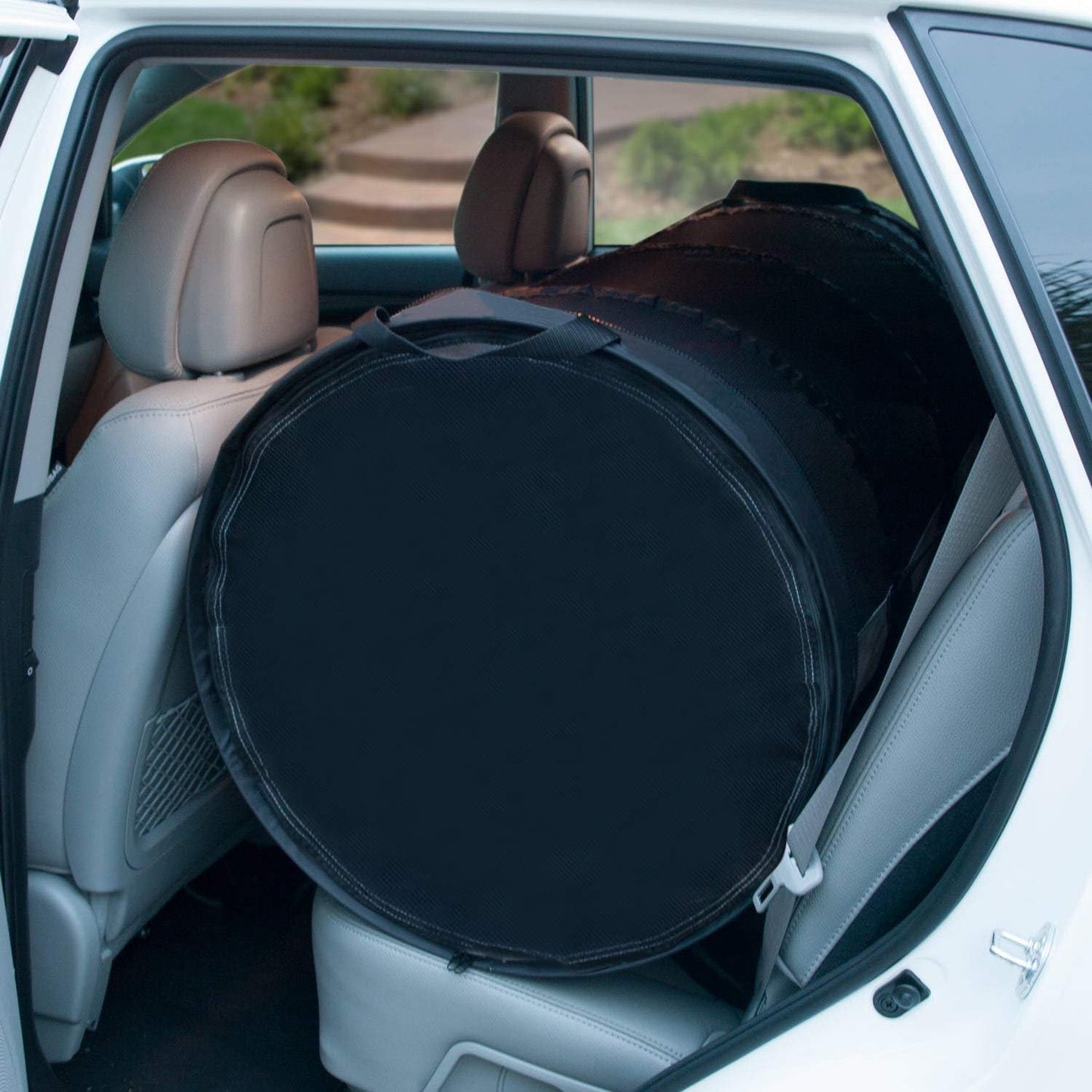 Pet Tube Soft Car Crate Large Kennel the Safe Dog and Cat Travel Mobile Home Pet Limo with Seat Belts and Storage Bag 47Lx24H Grey Color