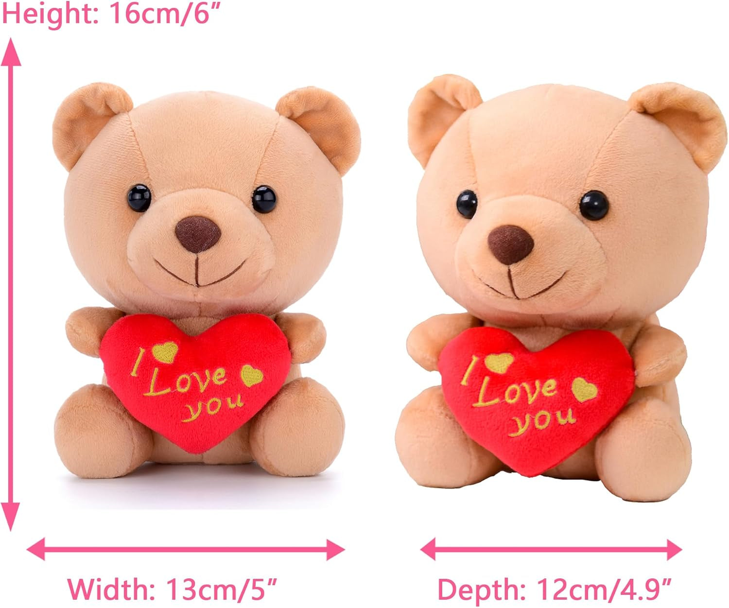 Teddy Bear Plush with “I Love You” Heart – Cute 6-Inch Stuffed Animal Gift for Mom, Girlfriend, Wife, Valentine’S Day, Birthday & Anniversary