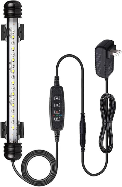 Submersible LED Aquarium Light,Fish Tank Light with Timer Auto On/Off Dimming Function,3 Light Modes Dimmable White-Blue,10 Brightness Levels Optional&3 Levels of Timed Loop Function 7.5''