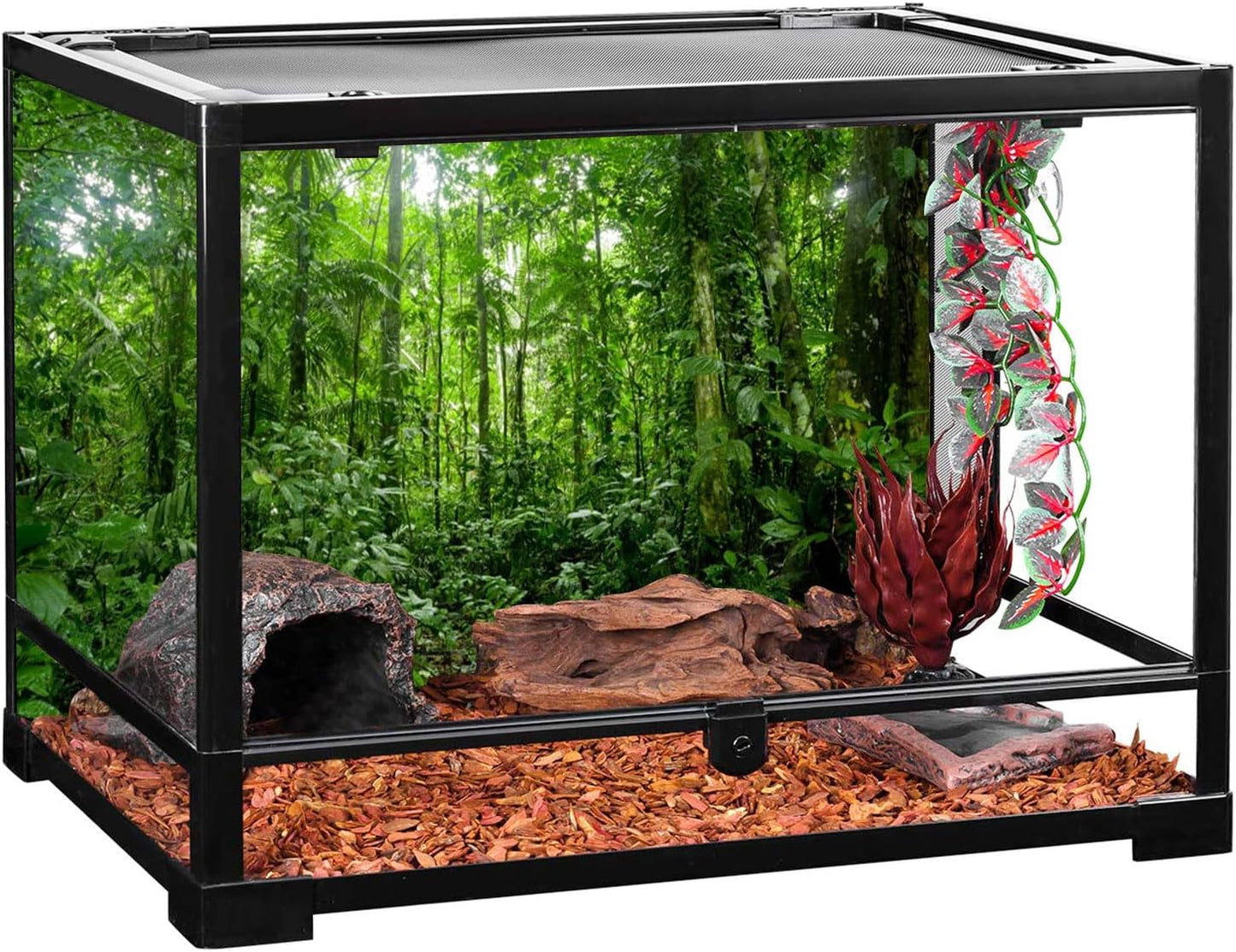 48X18 Inches Terrarium Background Tropical Aquarium Background Green Huge Tree Rainforest Reptile Habitat Background Durable Polyester Background