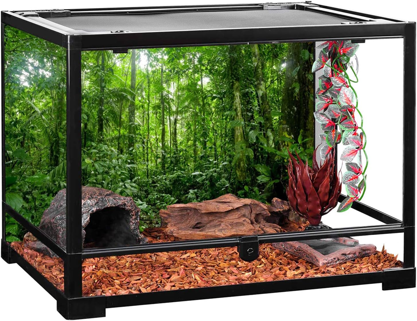 48X18 Inches Terrarium Background Tropical Aquarium Background Green Huge Tree Rainforest Reptile Habitat Background Durable Polyester Background